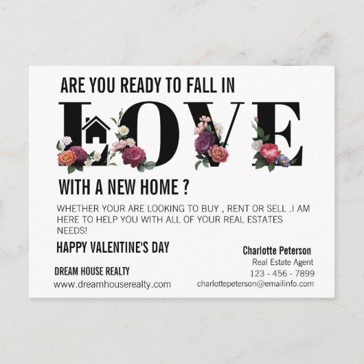 Moderne Valentijnsdag Realtor Farming Promotional Feestdagenkaart (Voorkant)