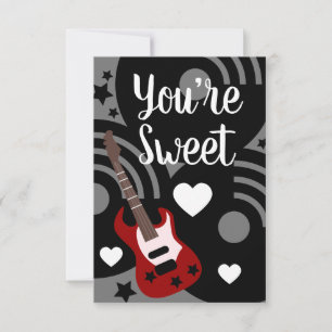Moderne Valentijnsdag Rock Gitaar Muzikale Hartjes Kaart
