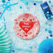 Moderne Valentijnsdag roze harten Papieren Bordje (Feest)