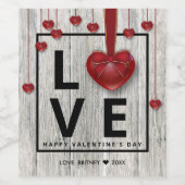 Moderne Valentijnsdag Rustige LOVE Red Hearts Wijn Etiket (Enkel label)