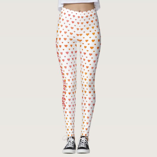 Moderne Valentijnsdag Schattige kleurrijk hartpatr Leggings (Voorkant)