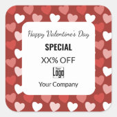 Moderne Valentijnsdag Speciaal Rood Wit Zwart Vierkante Sticker (Voorkant)