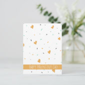 Moderne Valentijnsdag Sprinkle Hearts Mustard Briefkaart (Staand voorkant)