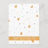 Moderne Valentijnsdag Sprinkle Hearts Mustard Briefkaart (Voorkant)