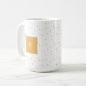 Moderne Valentijnsdag Sprinkle Hearts Mustard Koffiemok (Voorkant links)