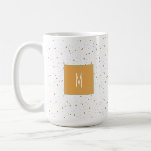 Moderne Valentijnsdag Sprinkle Hearts Mustard Koffiemok (Links)