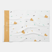 Moderne Valentijnsdag Sprinkle Hearts Mustard Theedoek (Horizontaal)