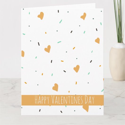Moderne Valentijnsdag Strooi Hartjes Mosterd    Kaart (Voorkant)