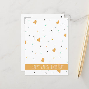 Moderne Valentijnsdag Strooihartjes Mosterd   Briefkaart