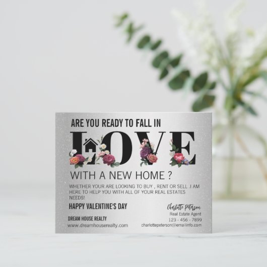 Moderne Valentijnsdag voor de promotie van de bloe Feestdagenkaart (Staand voorkant)