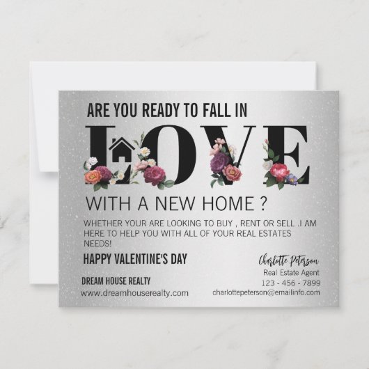 Moderne Valentijnsdag voor de promotie van de bloe Feestdagenkaart (Voorkant)