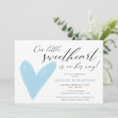 Moderne Valentijnse blauw baby shower Kaart (Staand voorkant)