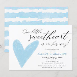 Moderne Valentijnse blauw baby shower Kaart
