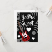 Moderne Valentijnse Rock Guitar Musical Hearts Kaart (Voorkant / Achterkant in situ)