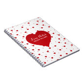 Moderne Valentijnse rode en witte harten patroon Notitieboek (Rechterzijde)