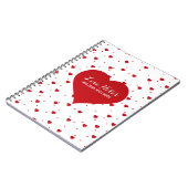 Moderne Valentijnse rode en witte harten patroon Notitieboek (Linkerzijde)