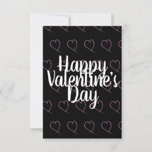 Moderne Valentijnshart Krabbels Roze Zwart Kaart