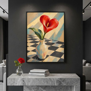 Moderne Valentijnshartvormige Leliemuurkunstposter Poster