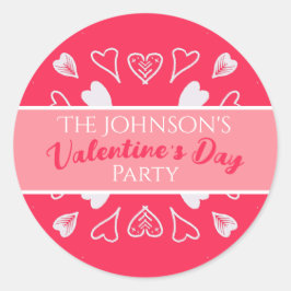 Moderne Valentijnspartij Roze Ronde Sticker