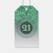 Moderne vallende groene glitter 21e verjaardag cadeaulabel (Achterkant)