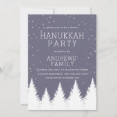 Moderne vallende sneeuw winterbomen Chanoeka Party Kaart (Voorkant)