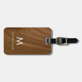 Moderne valse houten monogram bagagelabel (Voorkant horizontaal)