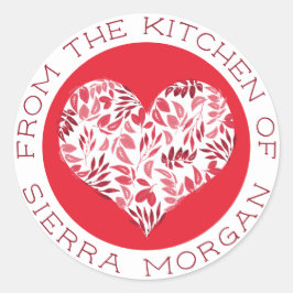 Moderne van de keuken van botanische hartbehandeli ronde sticker