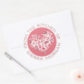 Moderne van de keuken van botanische hartbehandeli ronde sticker (Envelop)