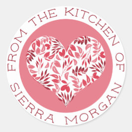 Moderne van de keuken van botanische hartbehandeli ronde sticker