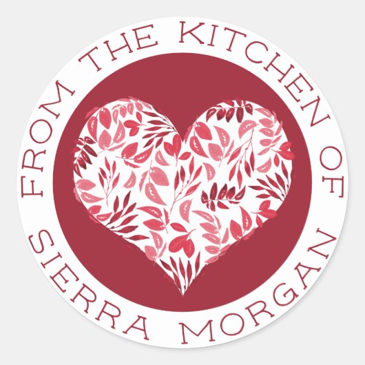 Moderne van de keuken van botanische hartbehandeli ronde sticker (Voorkant)
