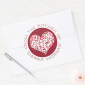 Moderne van de keuken van botanische hartbehandeli ronde sticker (Envelop)