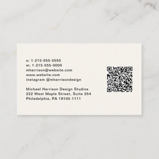 Moderne Van het Manuscript van de Handtekening QR Visitekaartje (Achterkant)