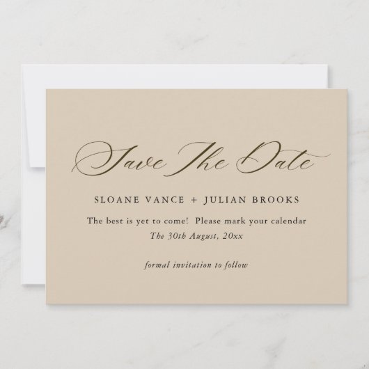 Moderne Vanilla Typografie Save the Date Kaart (Voorkant)
