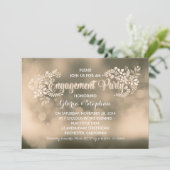 Moderne vanille bruine bloemen verlovingsfeest kaart (Staand voorkant)