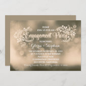 Moderne vanille bruine bloemen verlovingsfeest kaart (Voorkant / Achterkant)