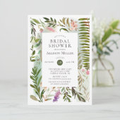 Moderne varen groen bruids douche uitnodiging (Staand voorkant)