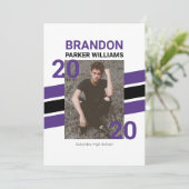 Moderne Varsity Photo Afstudeerder Invitation Kaar (Staand voorkant)