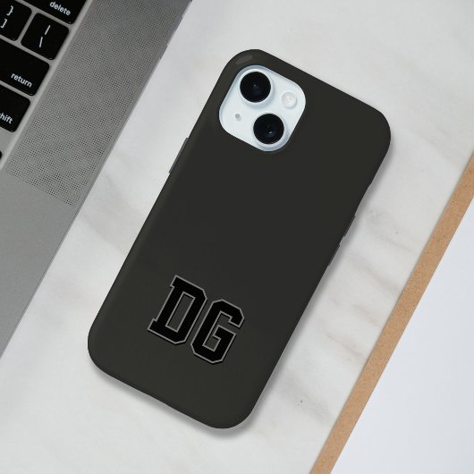 Moderne Varsity Zwarte Grijze Monogram Eerste Lett Case-Mate iPhone Case