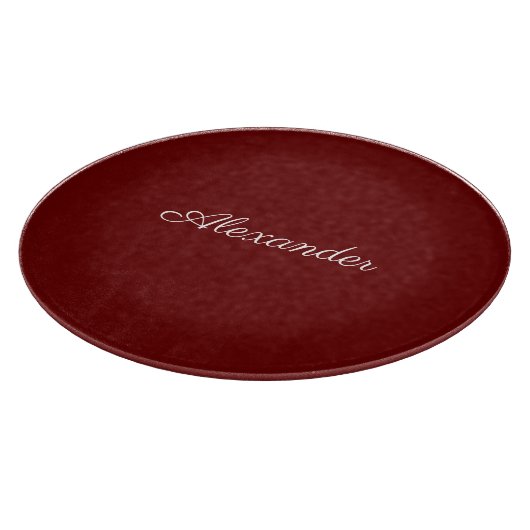 Moderne vaste Burgundy-sjabloon, wit script Snijplank (Hoek)