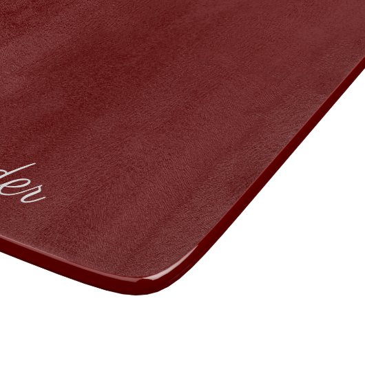 Moderne vaste Burgundy-sjabloon, wit script Snijplank (Hoek)