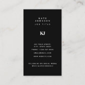 Moderne vaste monogram Initialen QR Code Black Visitekaartje (Achterkant)