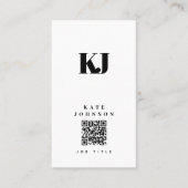 Moderne vaste monogram Initialen QR-code Visitekaartje (Voorkant)