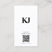 Moderne vaste monogram Initialen QR-code Visitekaartje (Voorkant)