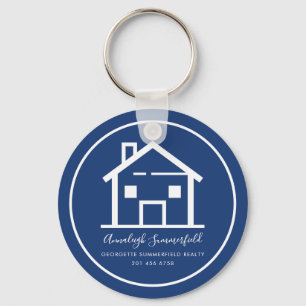 Moderne Vastgoed Blauw Custom Business Sleutelhanger