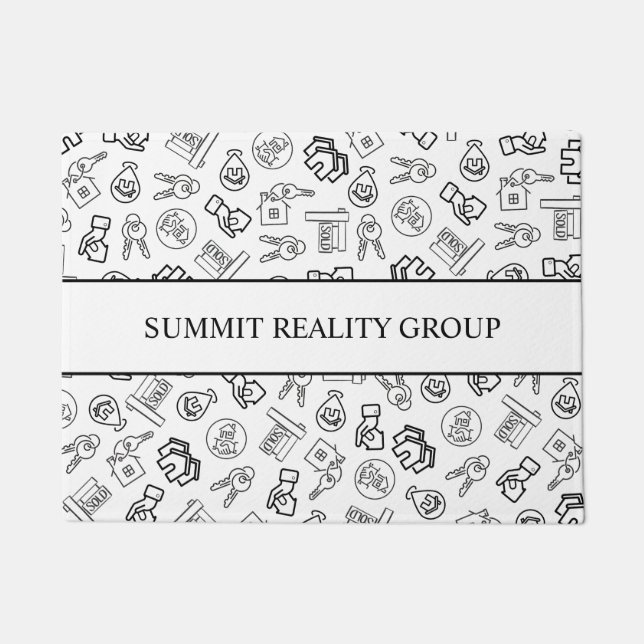 Moderne Vastgoed QR Code Marketing Deurmat (Voorkant)