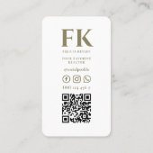 Moderne vastgoedmakelaar Floral Key Monogram Visitekaartje (Achterkant)