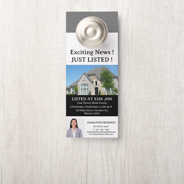 Moderne vastgoedmakelaar Net op de lijst Deurhanger (Op knop)