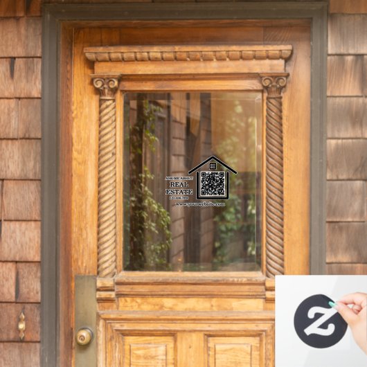 Moderne Vastgoedmarketing QR-code Raamsticker (Huis Deur)
