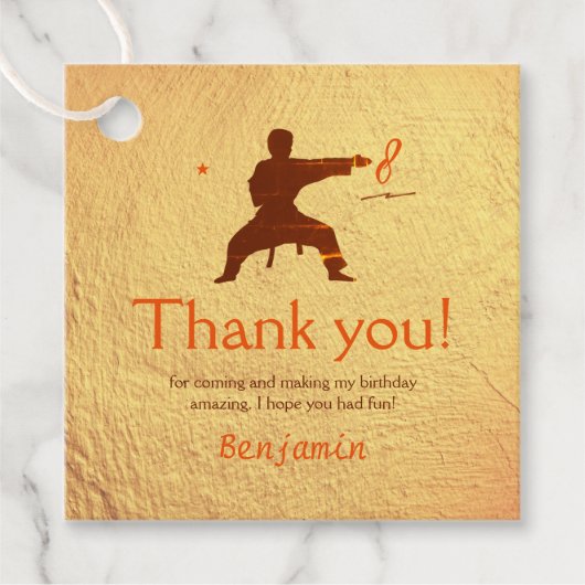 Moderne vechtsporten karate kinderen verjaardag da bedankjes labels (Voorkant)