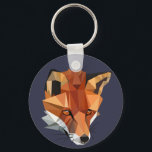 Moderne veelhoek, aangepast sleutelhanger<br><div class="desc">Abstract veelhoekvormig rood vosvormig design en uw keuze uit accentachtergrondkleur!</div>